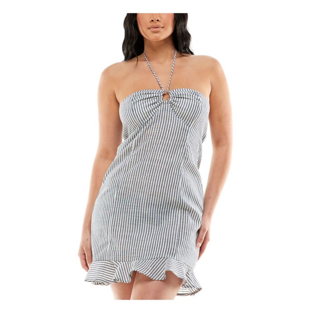 SPEECHLESS Womens White Tie O-ring Hem Sleeveless Halter Short Sheath Dress XL